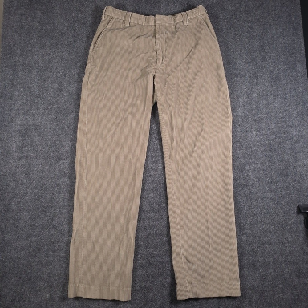Orvis Corduroy Pants Mens 34x33 Khaki Tan Straight Leg Mid Rise Flat Front